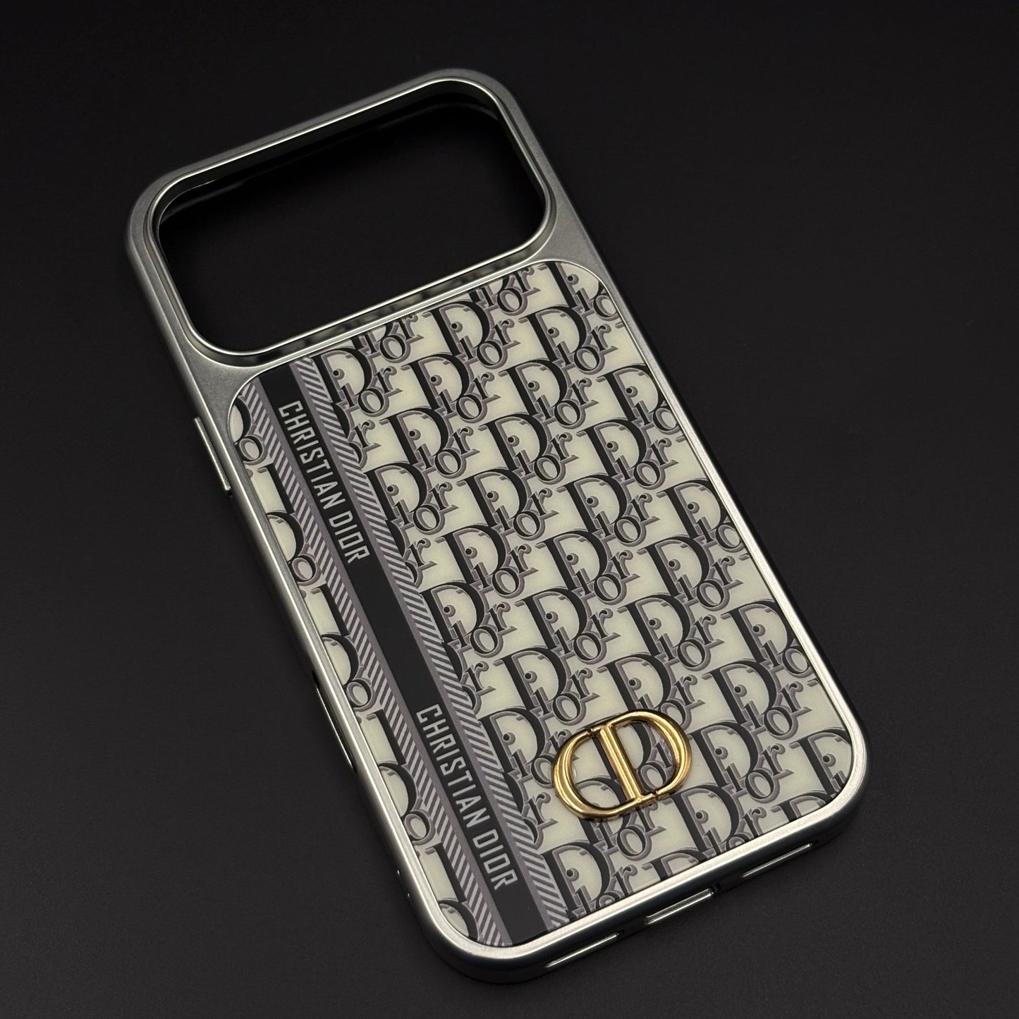 CD Brand Pattern Metal Style Frame Case for iPhone 17 Series | Premium Designer Back Cover