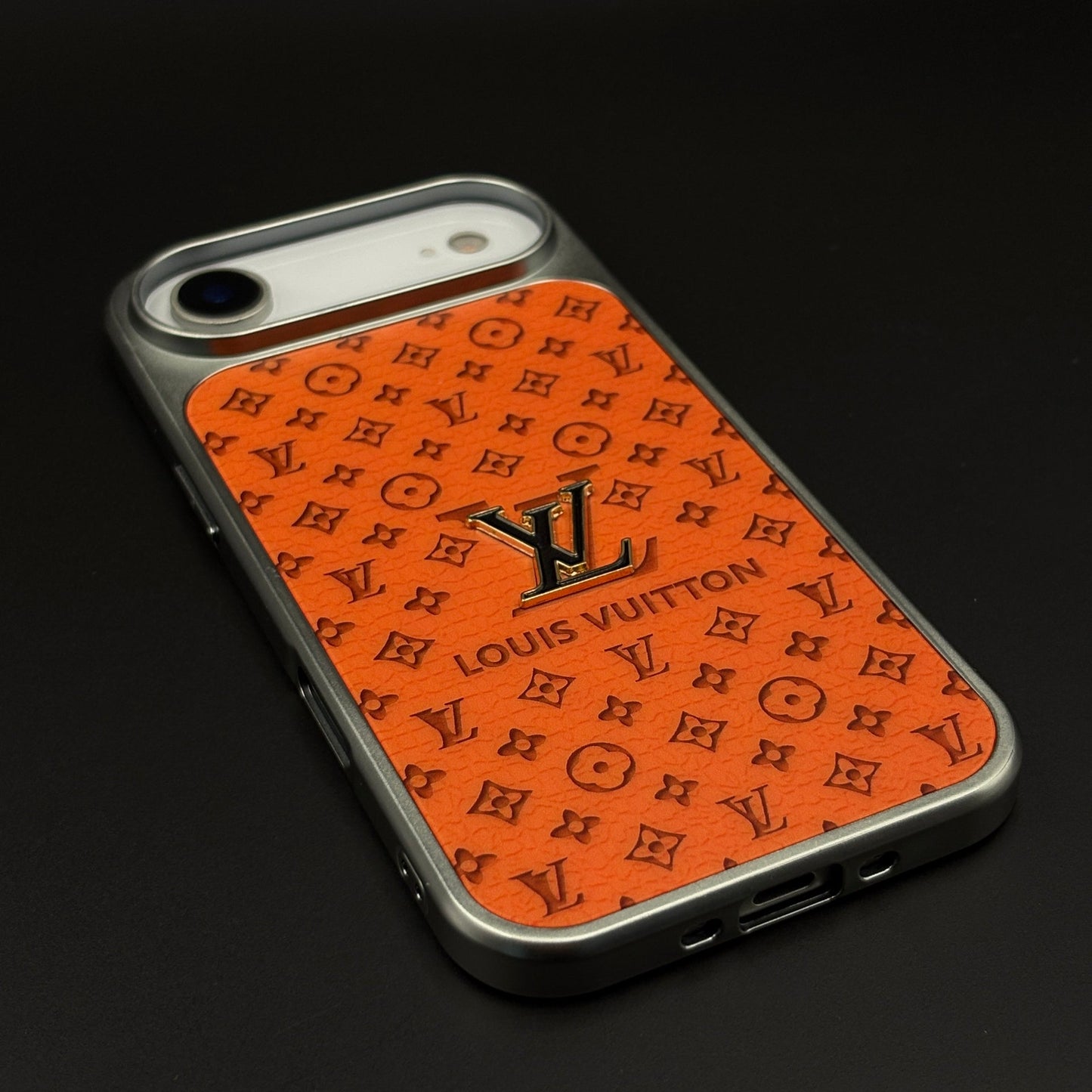 Luxury Brand Metal Style Frame Leather Case for iPhone 17 Air | Premium Embossed Back Cover