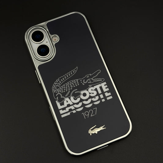 Croc Brand Pattern Metal Style Frame Case for iPhone 17 | Premium Designer Back Cover