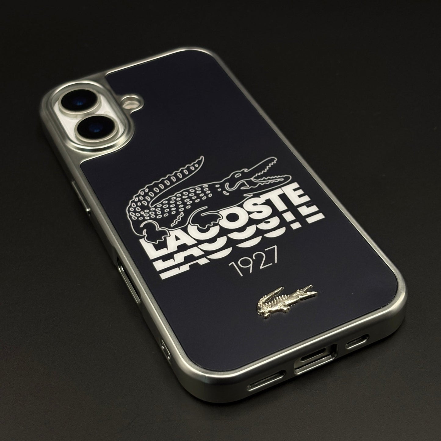 Croc Brand Pattern Metal Style Frame Case for iPhone 17 | Premium Designer Back Cover