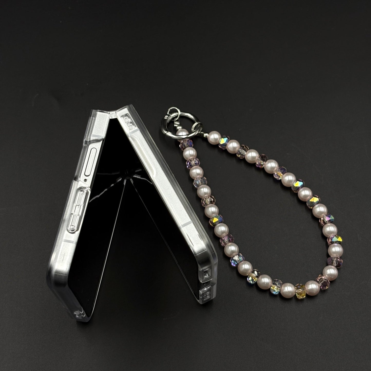 Pearl Butterfly Case with Beaded Charm Strap for Samsung Galaxy Z Flip 7 | Elegant Protective Cover