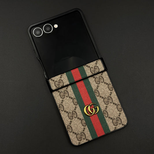 GG Stripe Pattern & Hinge Protection for Samsung Galaxy Z Flip 7 Luxury Designer Style Cover