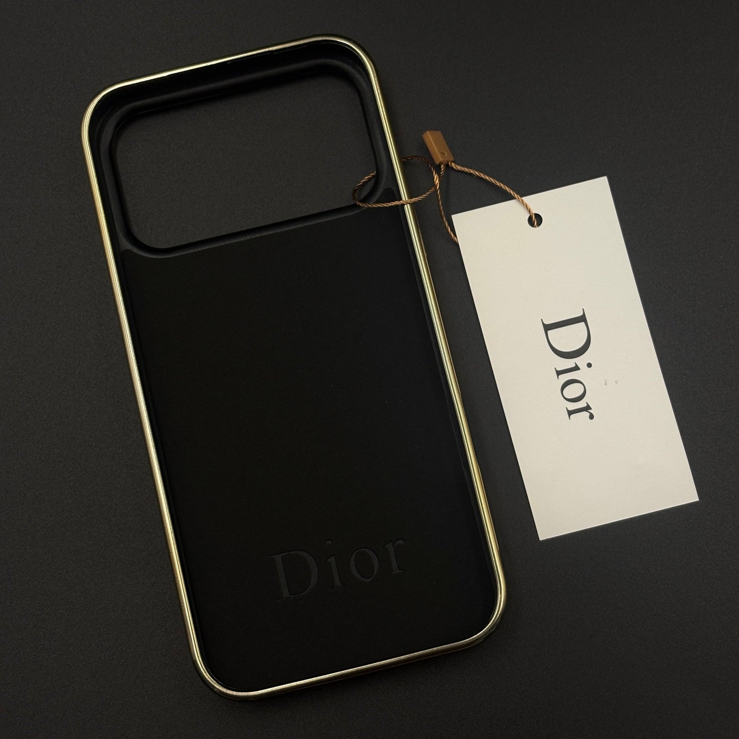 Gold Chrome Border CD Monogram Case for iPhone 17 Series