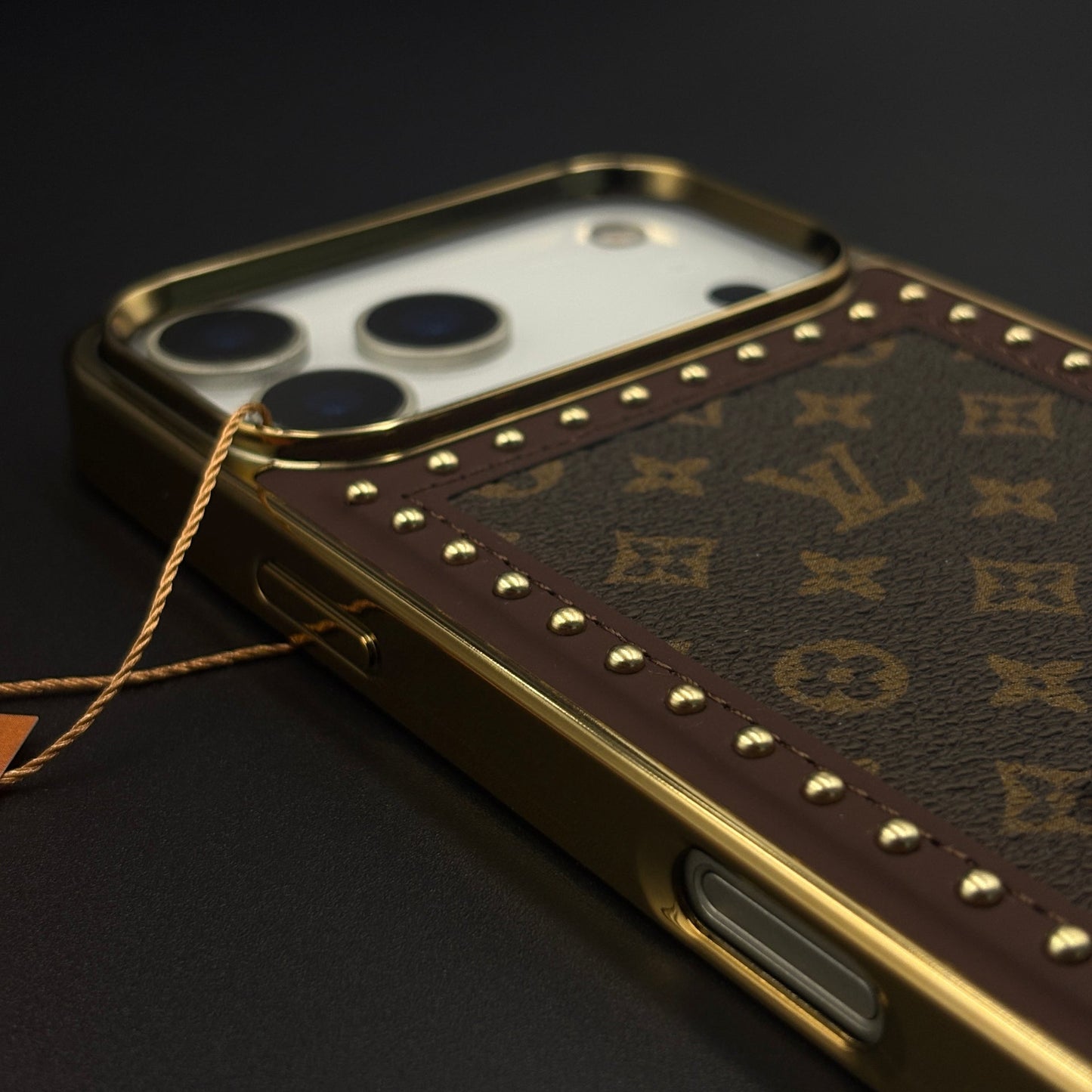 Gold Chrome Border Luxury Fashion Brand Monogram Case for iPhone 17 Series