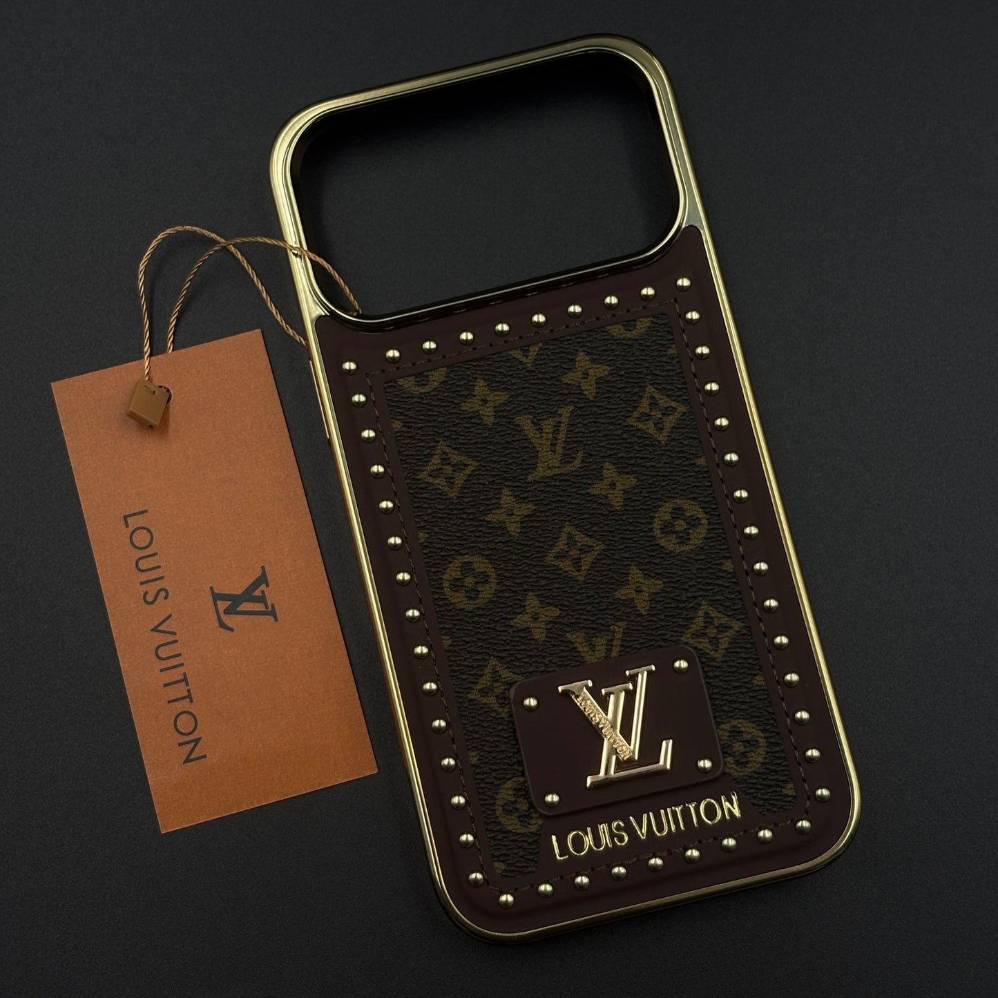 Gold Chrome Border Luxury Fashion Brand Monogram Case for iPhone 17 Series
