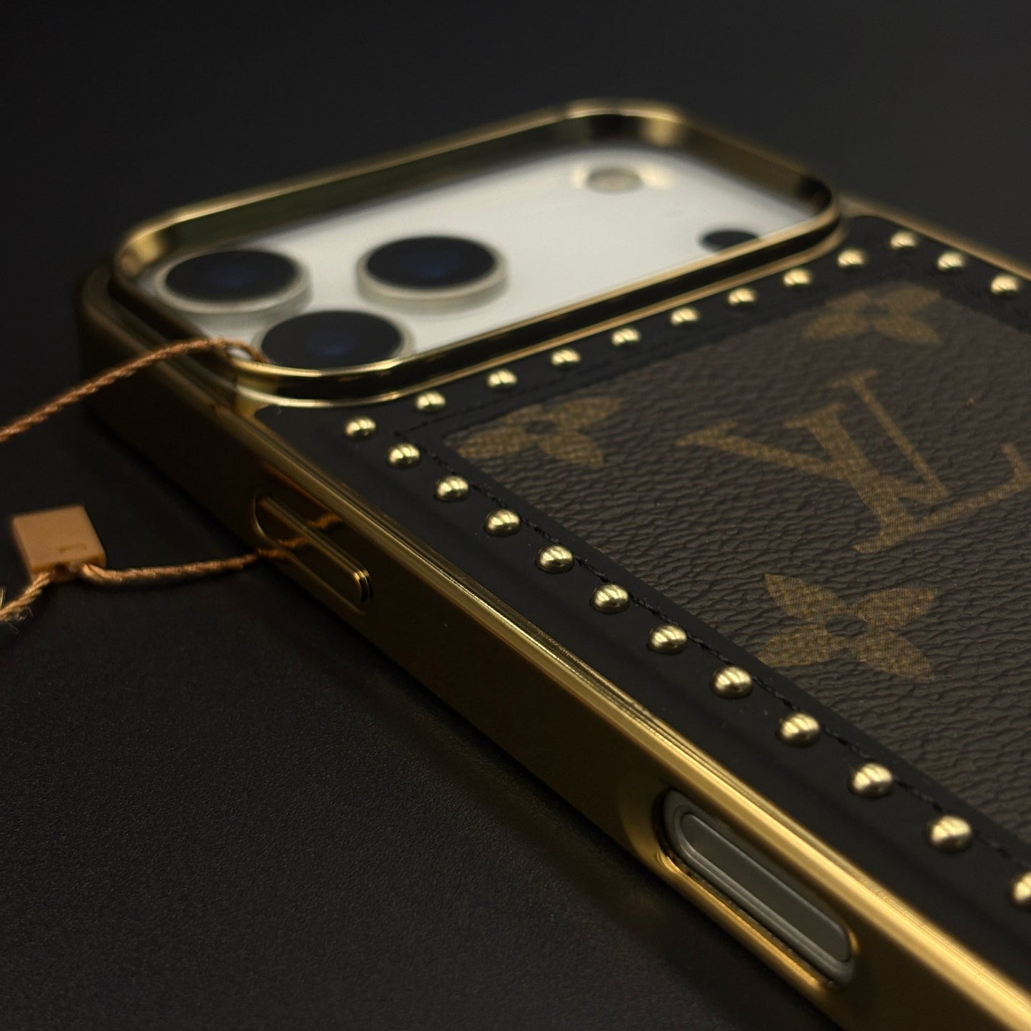 Gold Chrome Border Luxury Fashion Brand Monogram Case for iPhone 17 Series