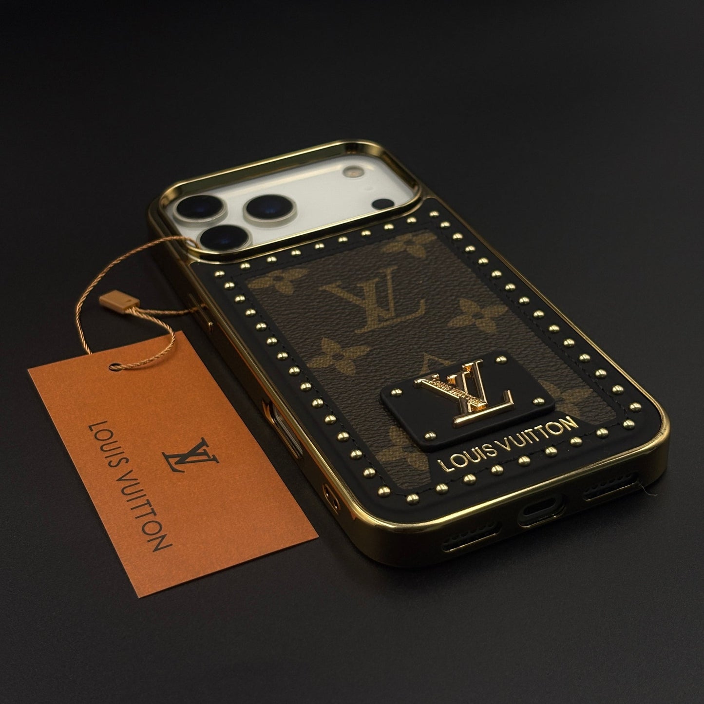 Gold Chrome Border Luxury Fashion Brand Monogram Case for iPhone 17 Series