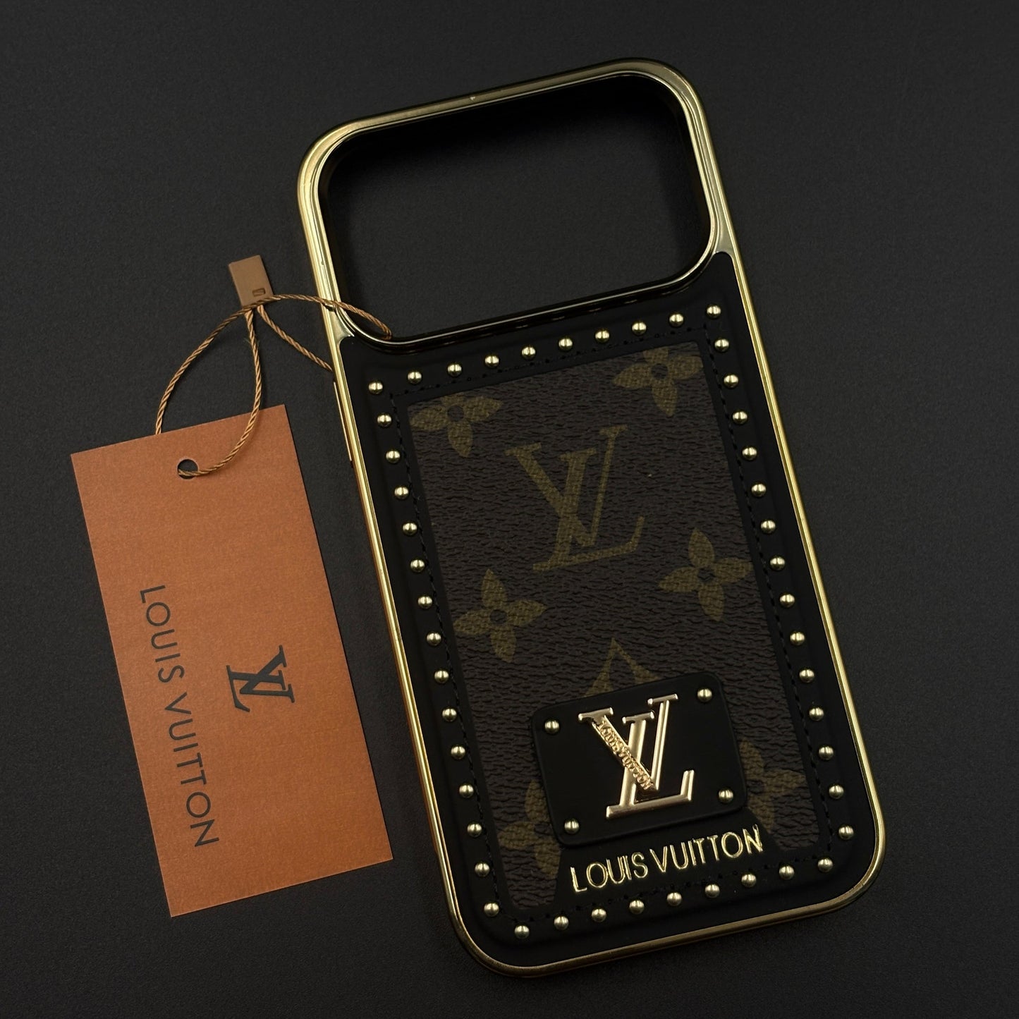 Gold Chrome Border Luxury Fashion Brand Monogram Case for iPhone 17 Series