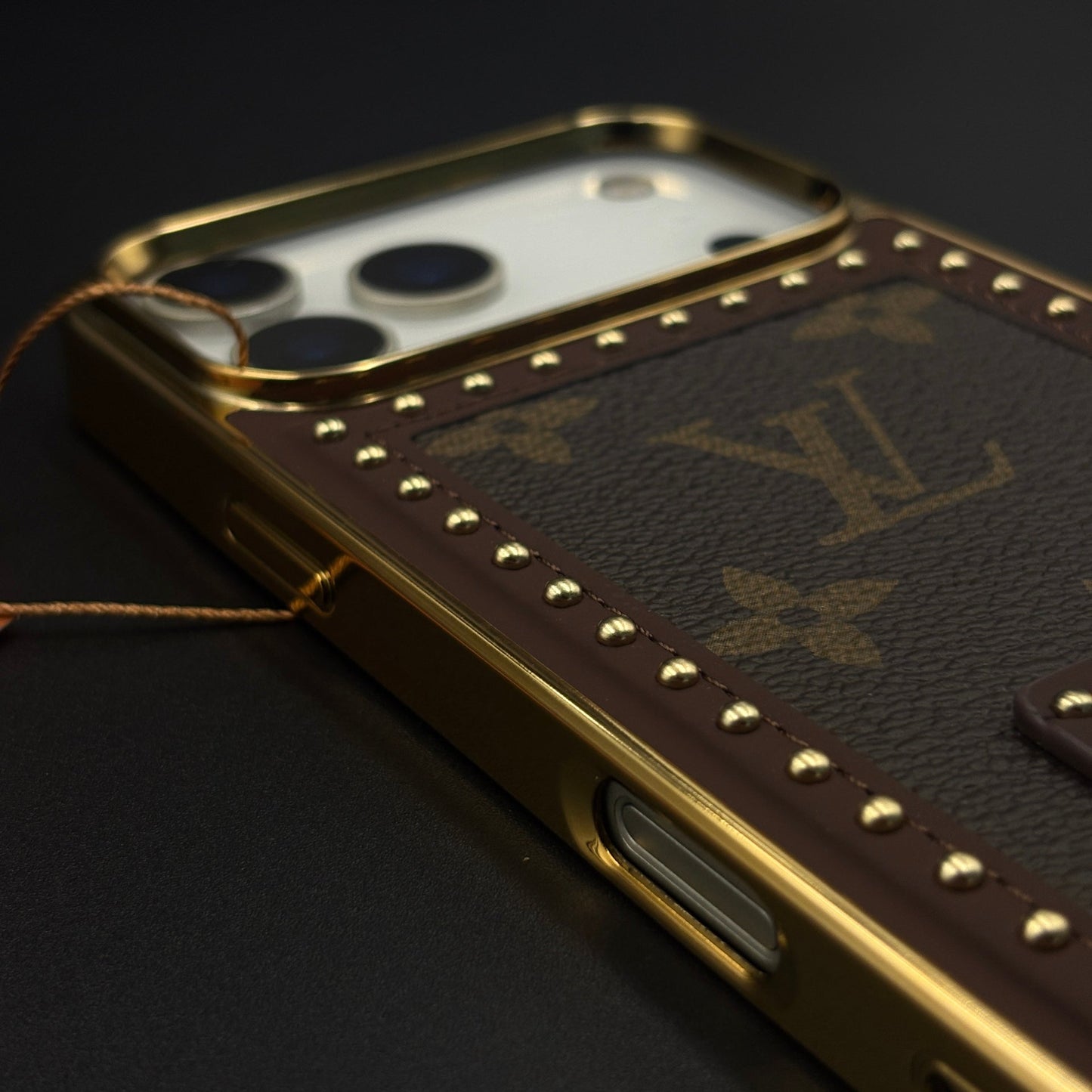 Gold Chrome Border Luxury Fashion Brand Monogram Case for iPhone 17 Series