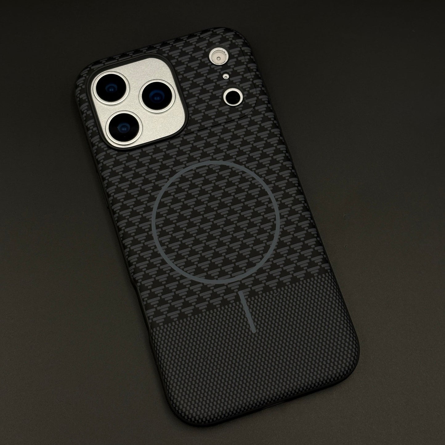 Dual Tone Geometric Feel Texture MagSafe Mobile Case Cover for iPhone 17 Series