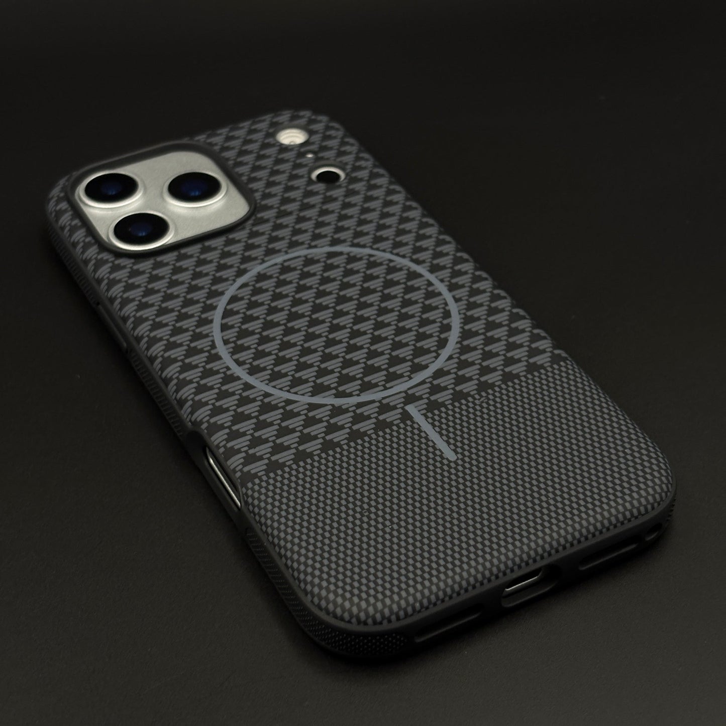 Dual Tone Geometric Feel Texture MagSafe Mobile Case Cover for iPhone 17 Series