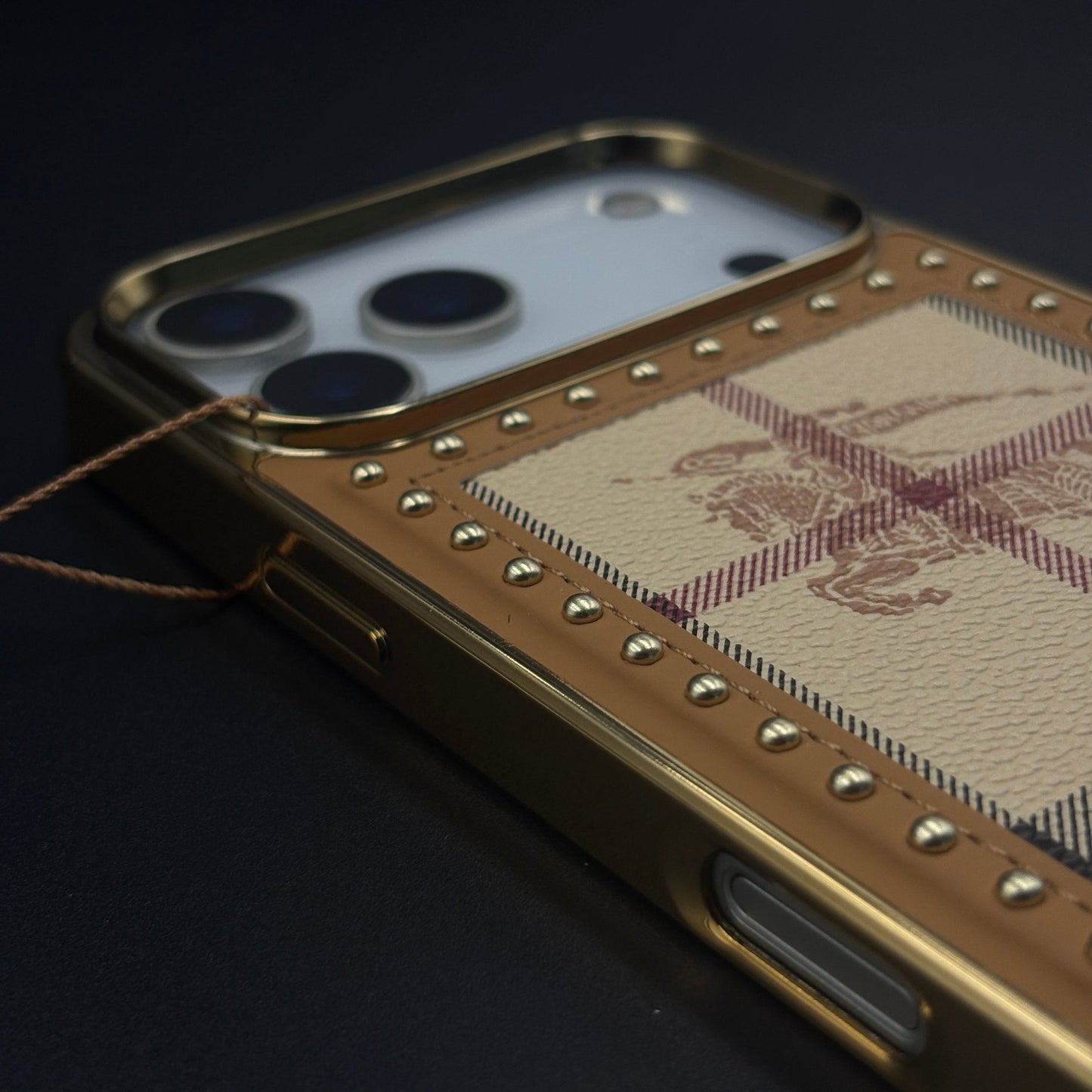 Gold Chrome Border BBRY Monogram Case for iPhone 17 Series