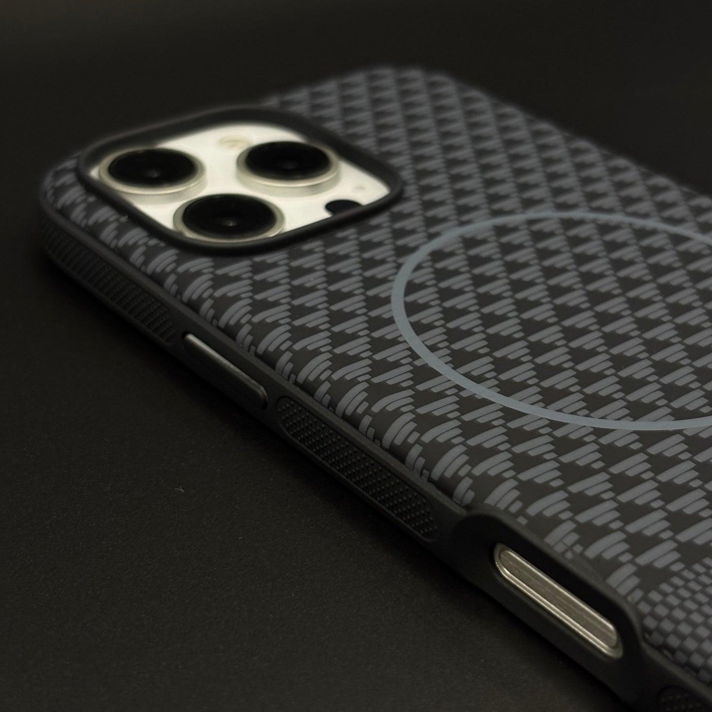 Dual Tone Geometric Feel Texture MagSafe Mobile Case Cover for iPhone 16 Series