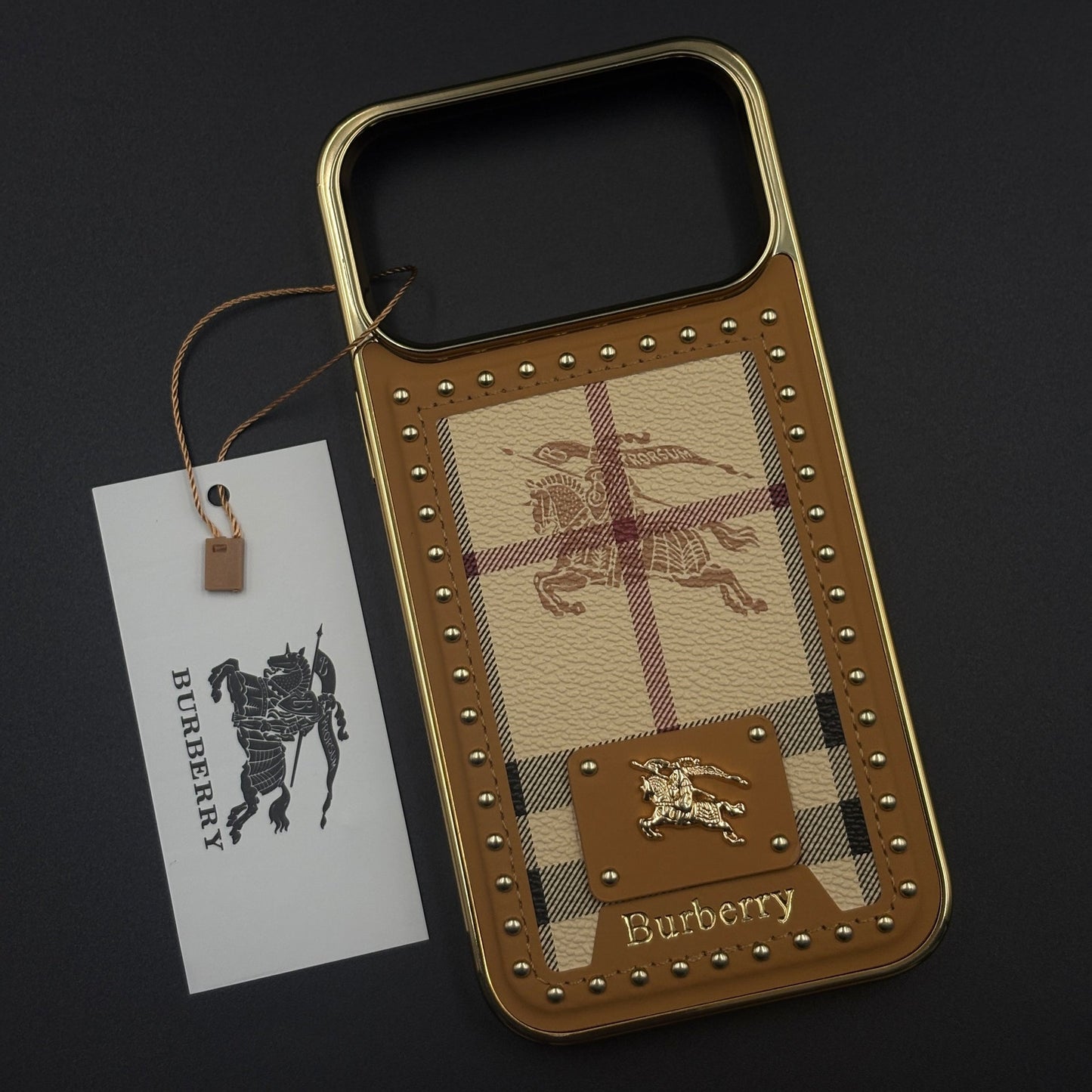 Gold Chrome Border BBRY Monogram Case for iPhone 17 Series