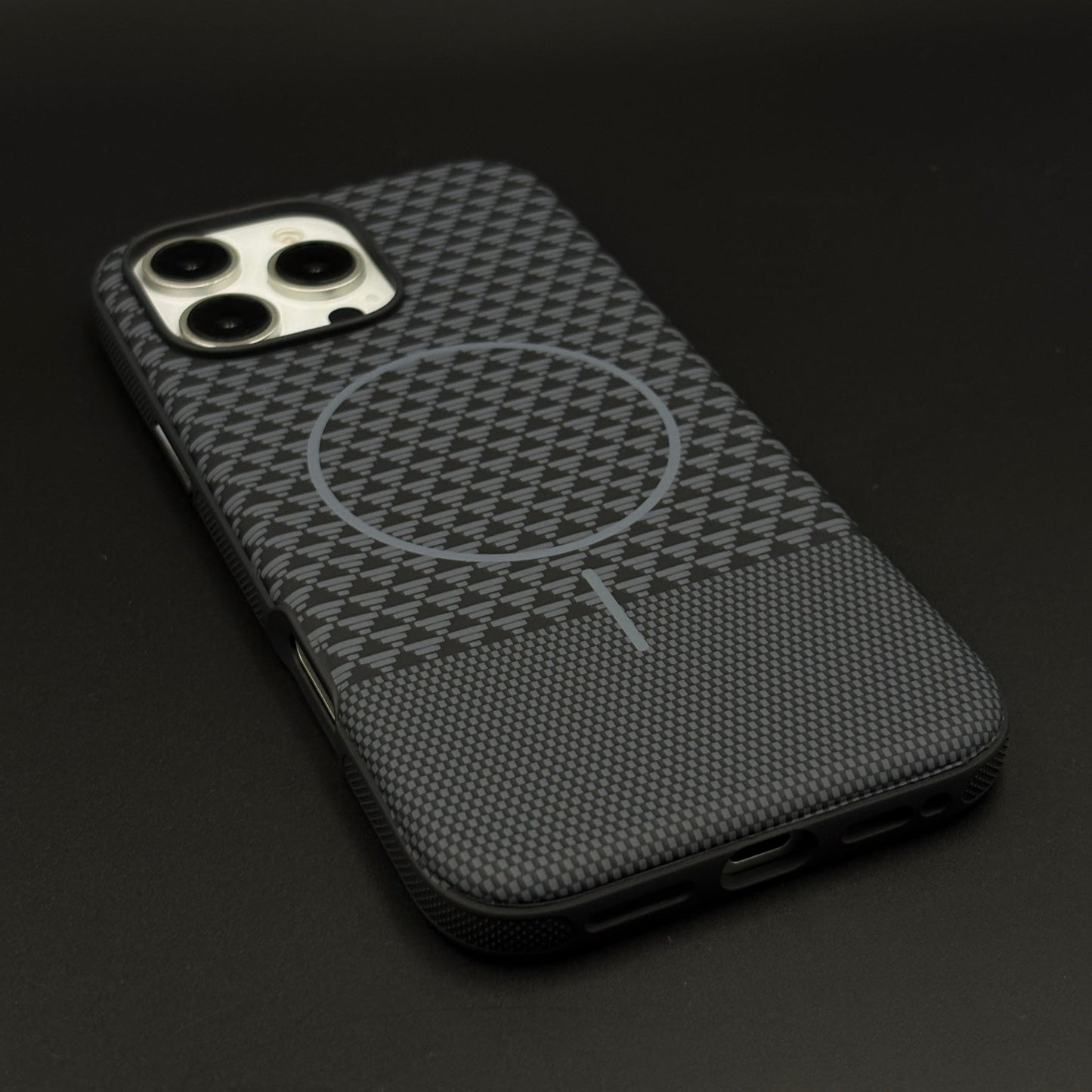 Dual Tone Geometric Feel Texture MagSafe Mobile Case Cover for iPhone 16 Series