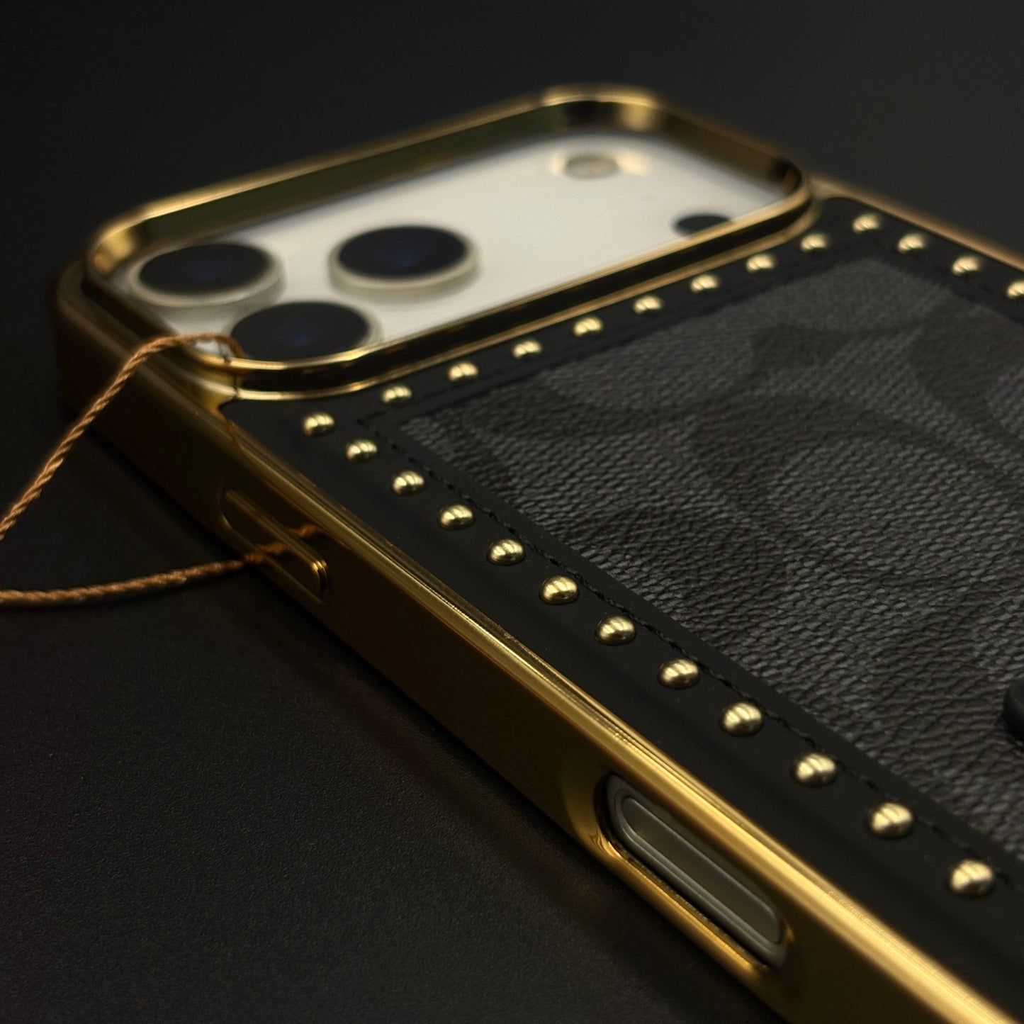 Gold Chrome Border CC Monogram Case for iPhone 17 Series