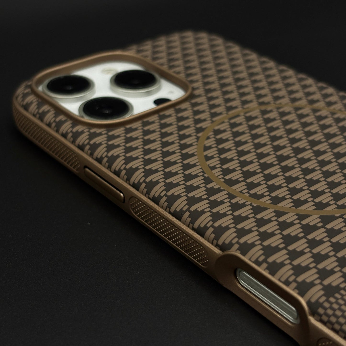 Dual Tone Geometric Feel Texture MagSafe Mobile Case Cover for iPhone 16 Series