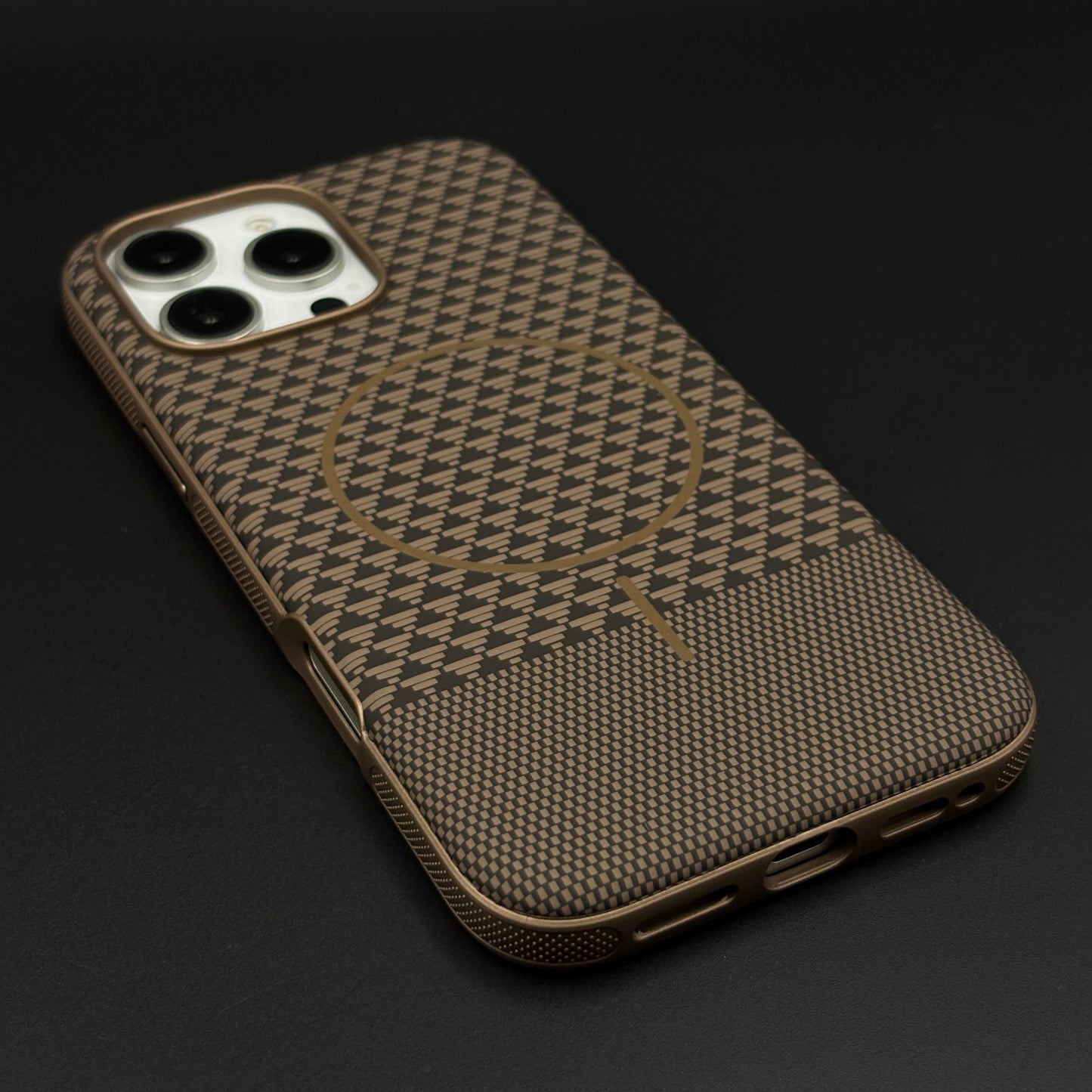 Dual Tone Geometric Feel Texture MagSafe Mobile Case Cover for iPhone 16 Series