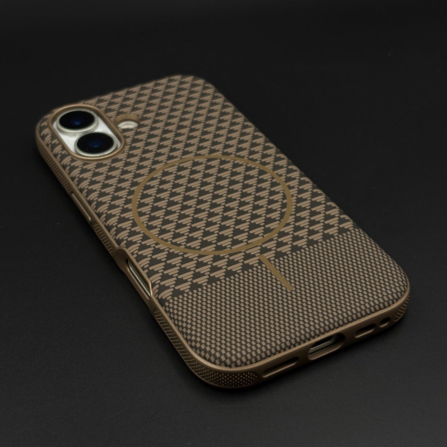 Dual Tone Geometric Feel Texture MagSafe Mobile Case Cover for iPhone 17