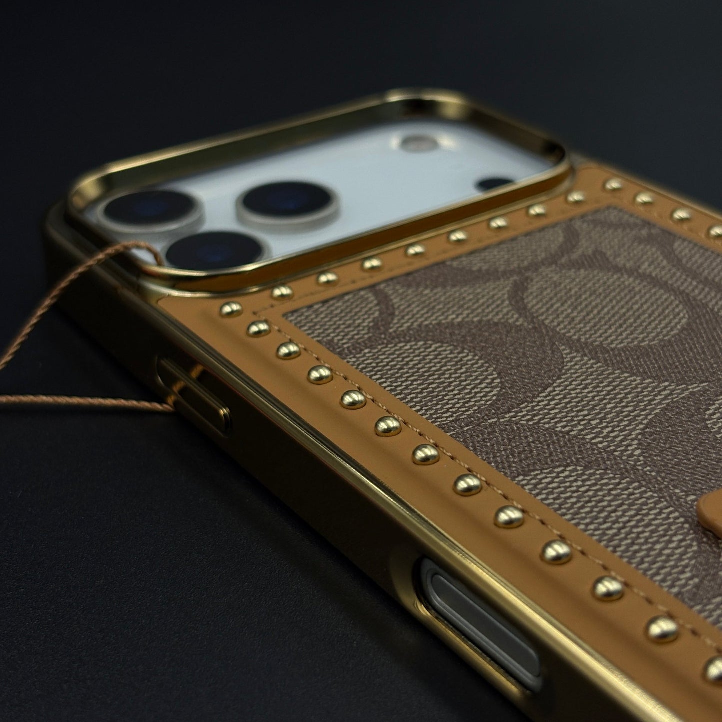 Gold Chrome Border CC Monogram Case for iPhone 17 Series