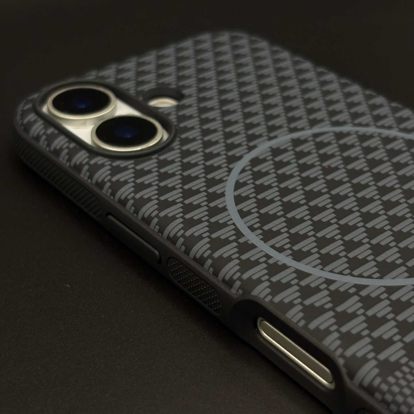 Dual Tone Geometric Feel Texture MagSafe Mobile Case Cover for iPhone 17