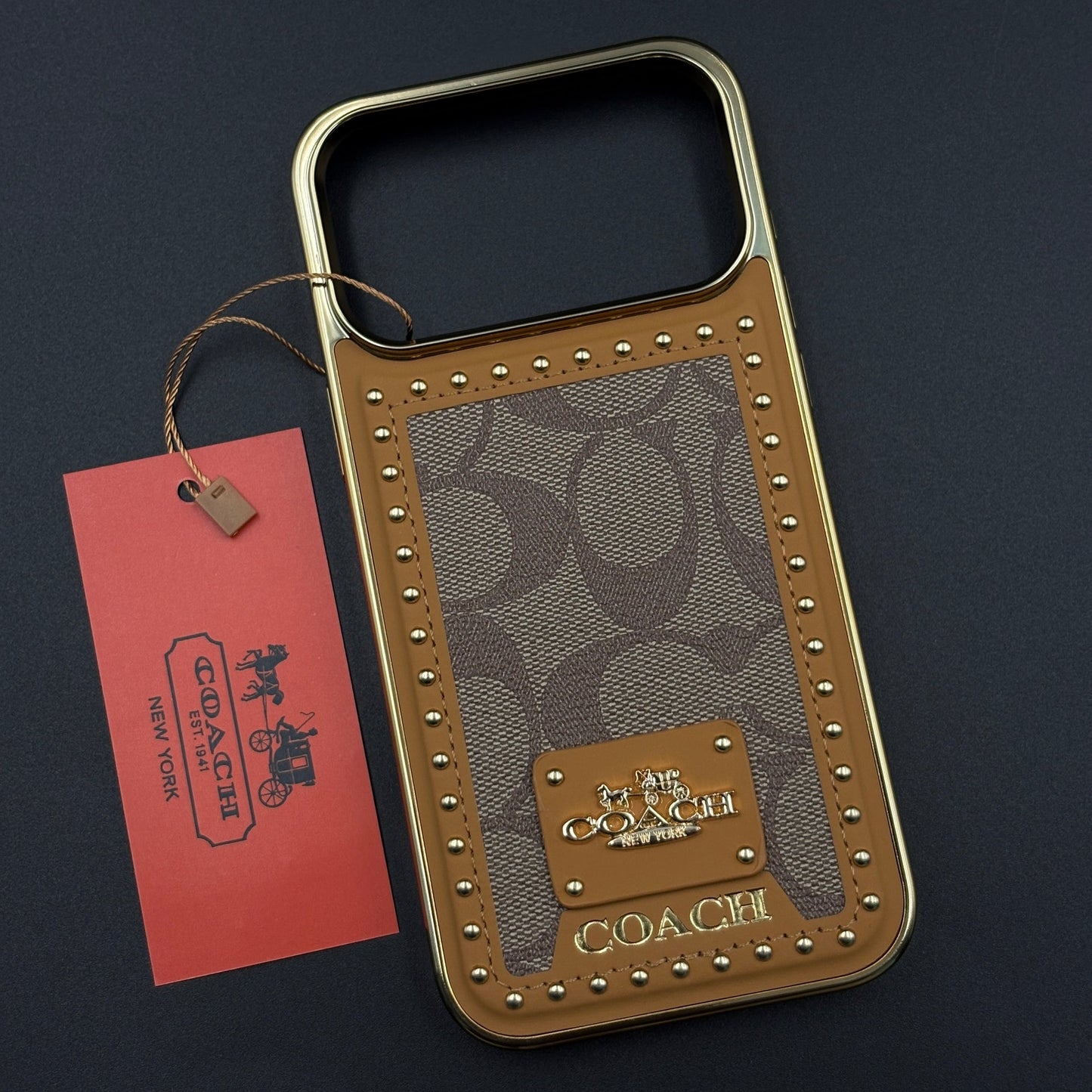 Gold Chrome Border CC Monogram Case for iPhone 17 Series