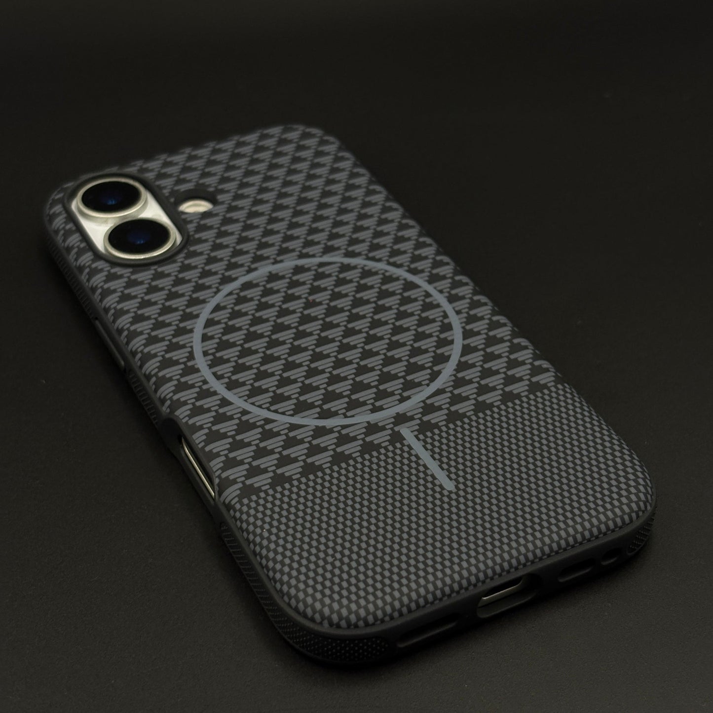 Dual Tone Geometric Feel Texture MagSafe Mobile Case Cover for iPhone 17