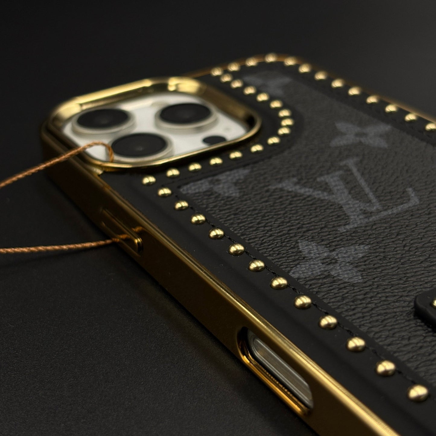 Gold Chrome Border Luxury Fashion Brand Monogram Case for iPhone