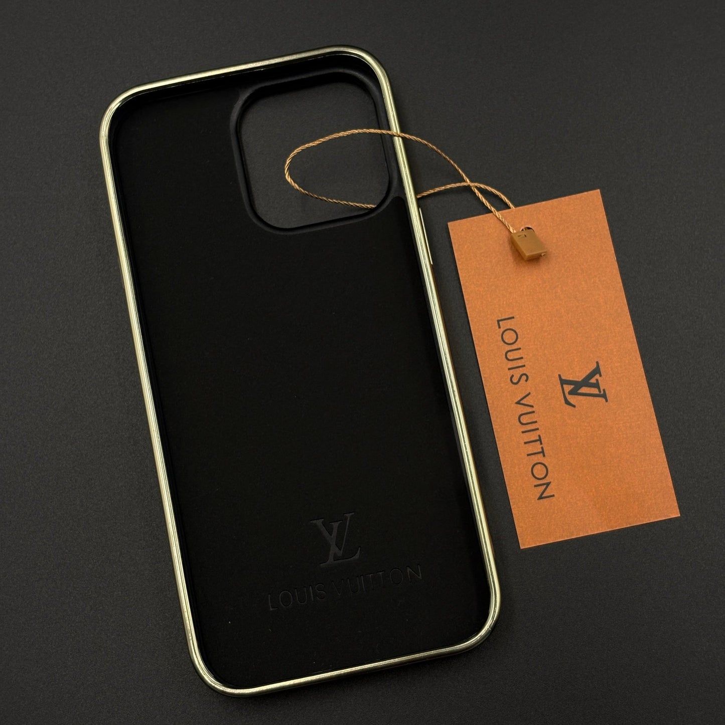 Gold Chrome Border Luxury Fashion Brand Monogram Case for iPhone