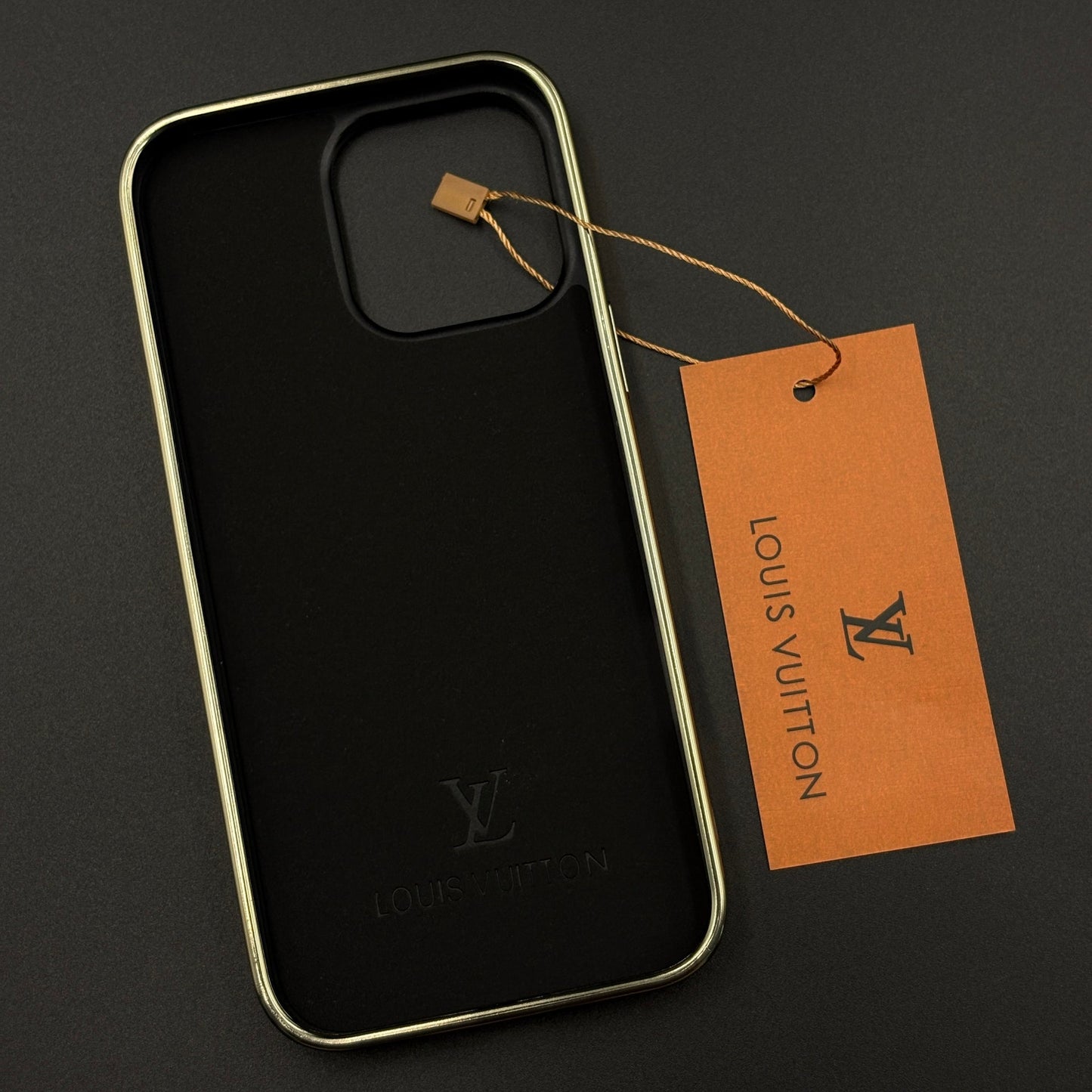 Gold Chrome Border Luxury Fashion Brand Monogram Case for iPhone