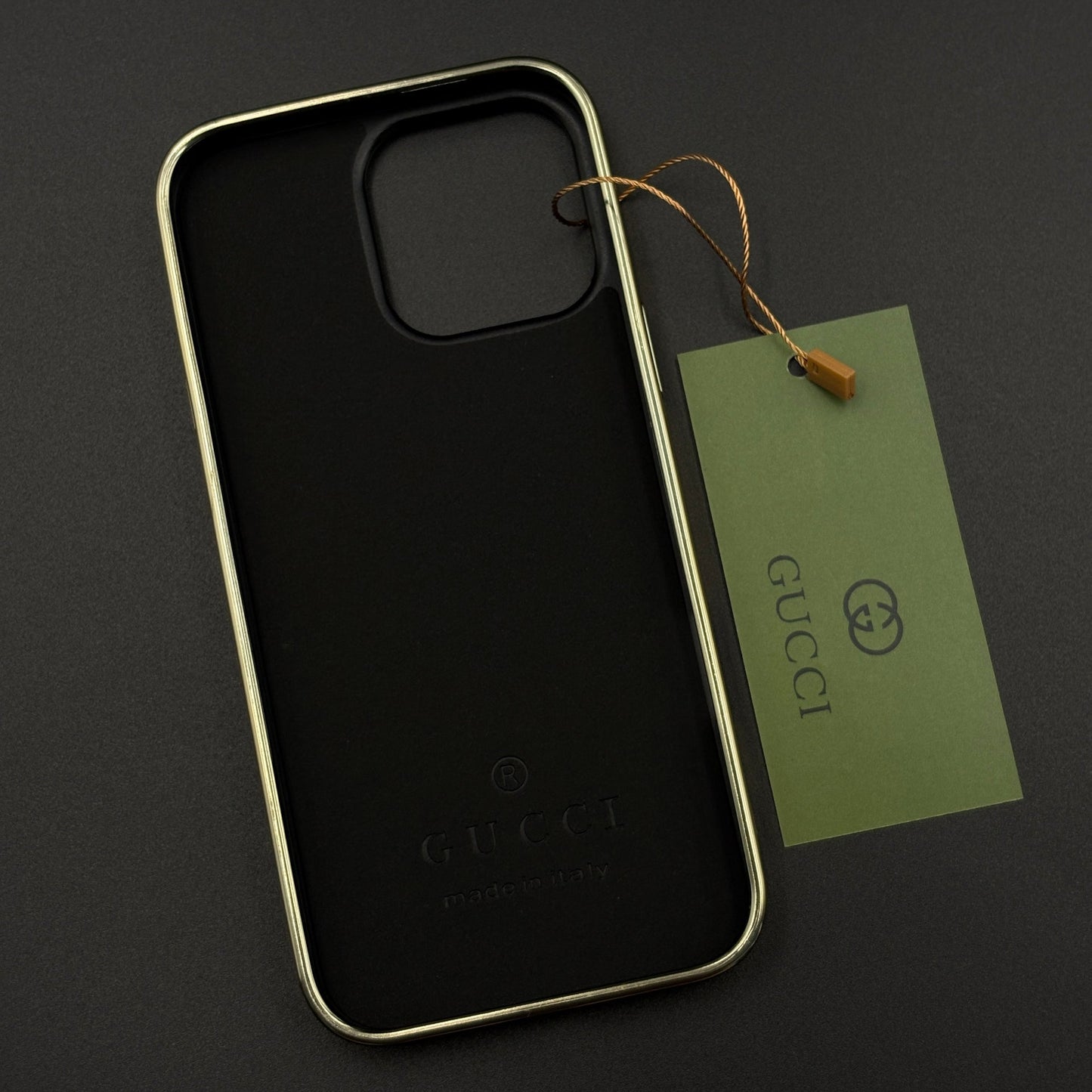 Gold Chrome Border GG Monogram Case for iPhone