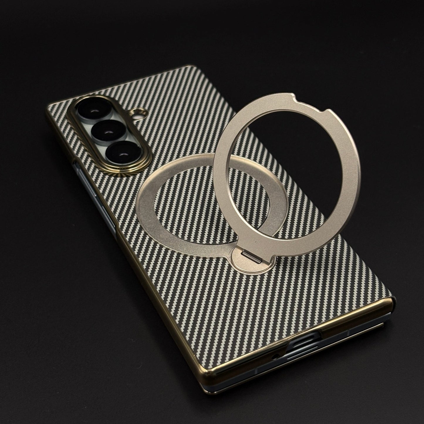 Carbon Fiber Rotating Stand MagSafe Flip Case for Samsung Galaxy Z Fold 7 | Magnetic Metal Kickstand