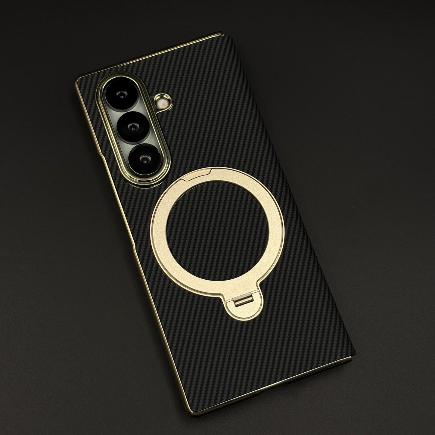 Carbon Fiber Rotating Stand MagSafe Flip Case for Samsung Galaxy Z Fold 7 | Magnetic Metal Kickstand
