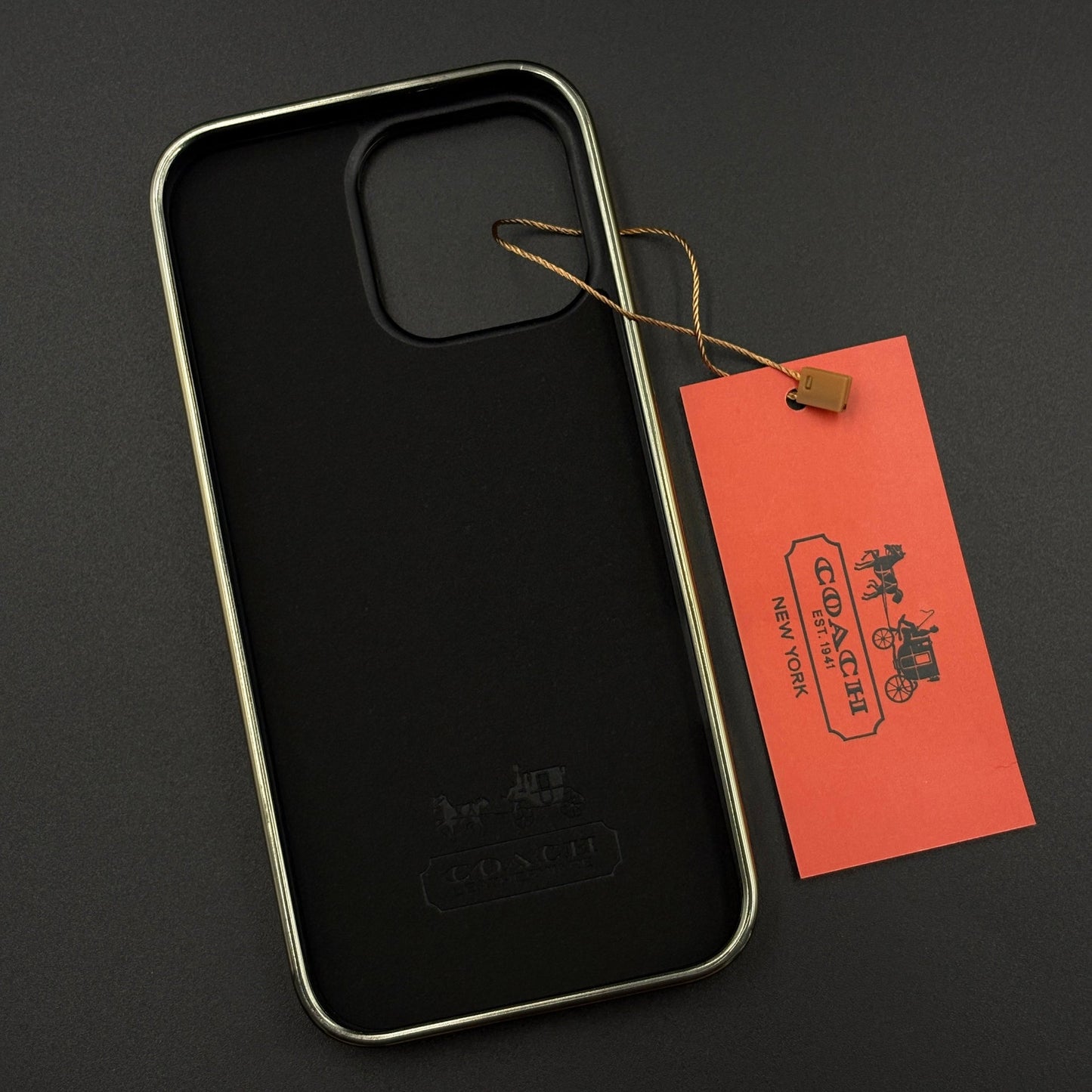 Gold Chrome Border CC Monogram Case for iPhone