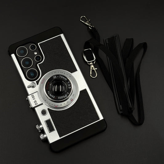 3D Vintage Camera Case for Samsung Galaxy S25 Ultra | Retro Designer | Detachable Sling