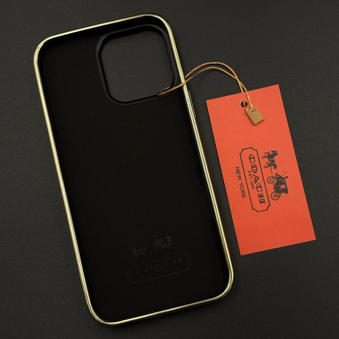 Gold Chrome Border CC Monogram Case for iPhone