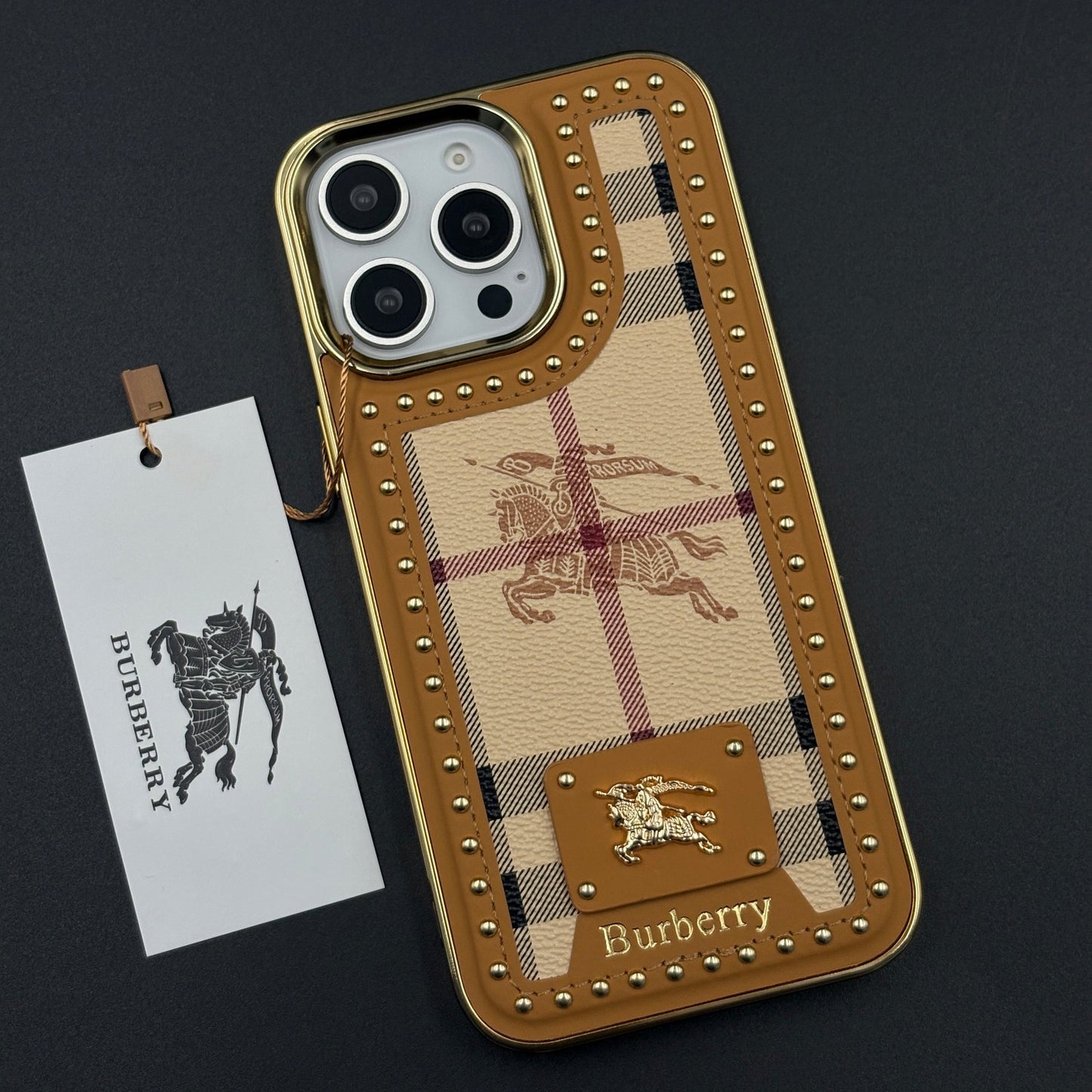Gold Chrome Border BBRY Monogram Case for iPhone