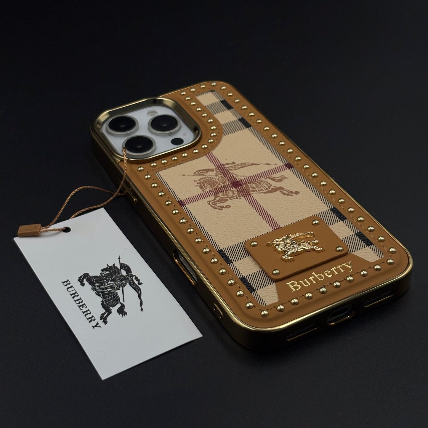 Gold Chrome Border BBRY Monogram Case for iPhone