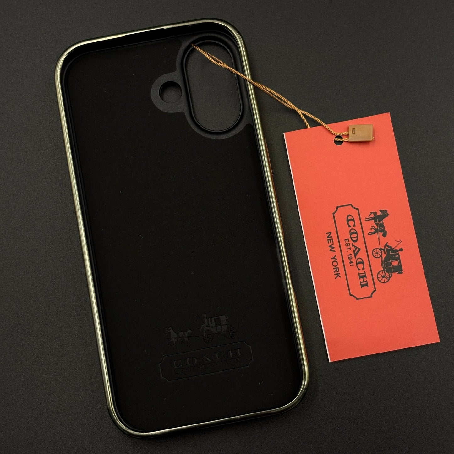Gold Chrome Border CC Monogram Case for iPhone 17