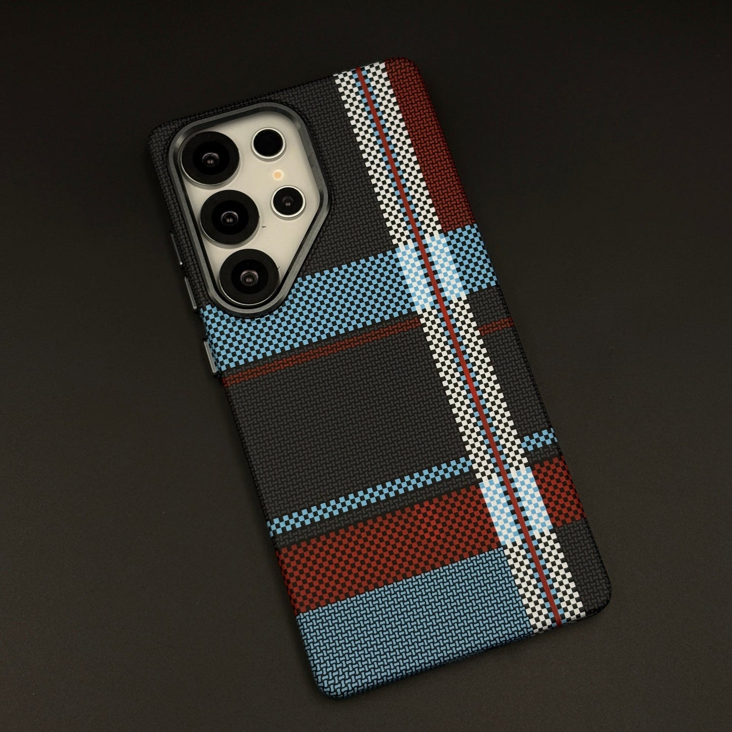 Aramid Texture Case Midnight Blue Plaid for Samsung Galaxy S24 Ultra Carbon Fibre Feel | Hidden MagSafe | Ultra Slim Fit
