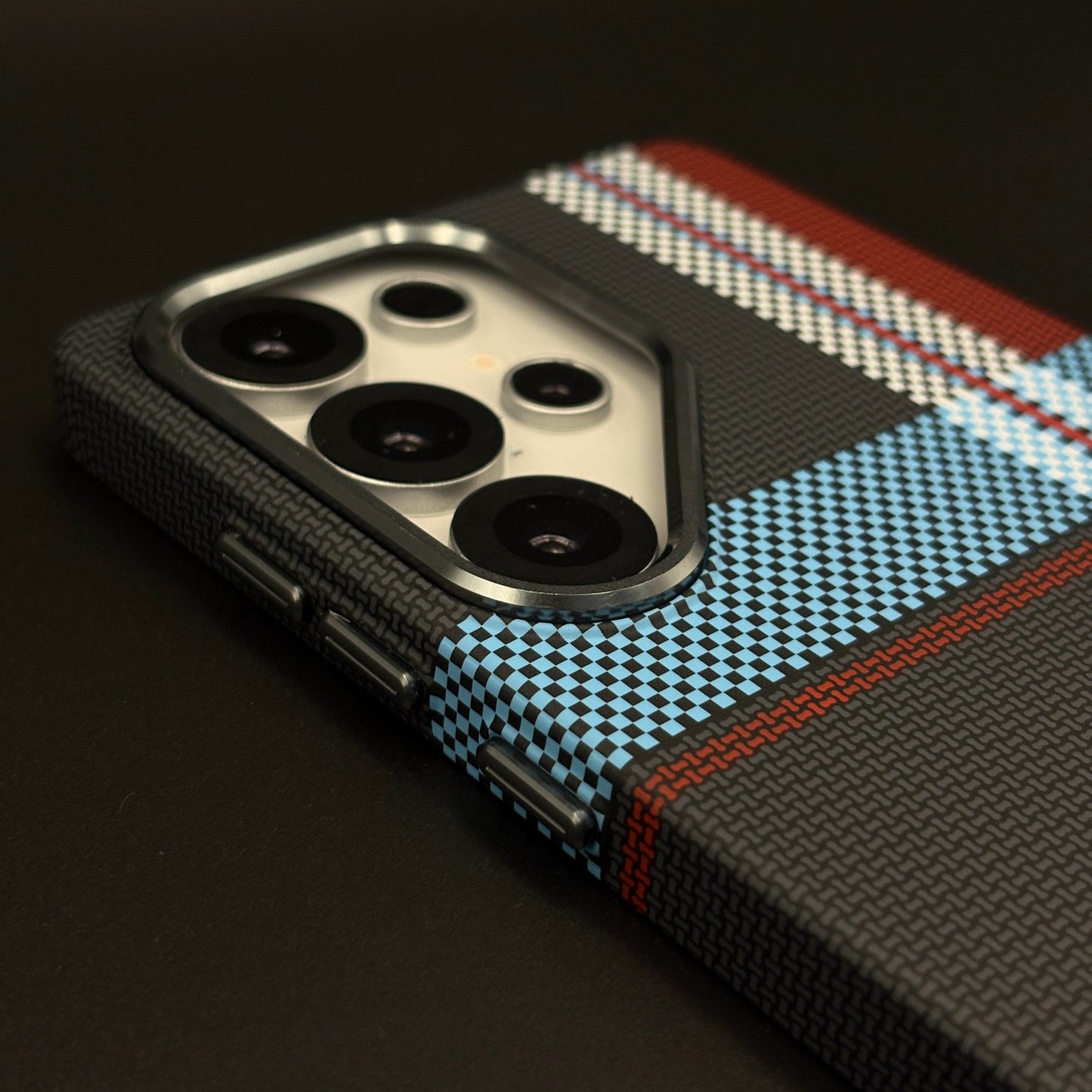 Aramid Texture Case Midnight Blue Plaid for Samsung Galaxy S24 Ultra Carbon Fibre Feel | Hidden MagSafe | Ultra Slim Fit