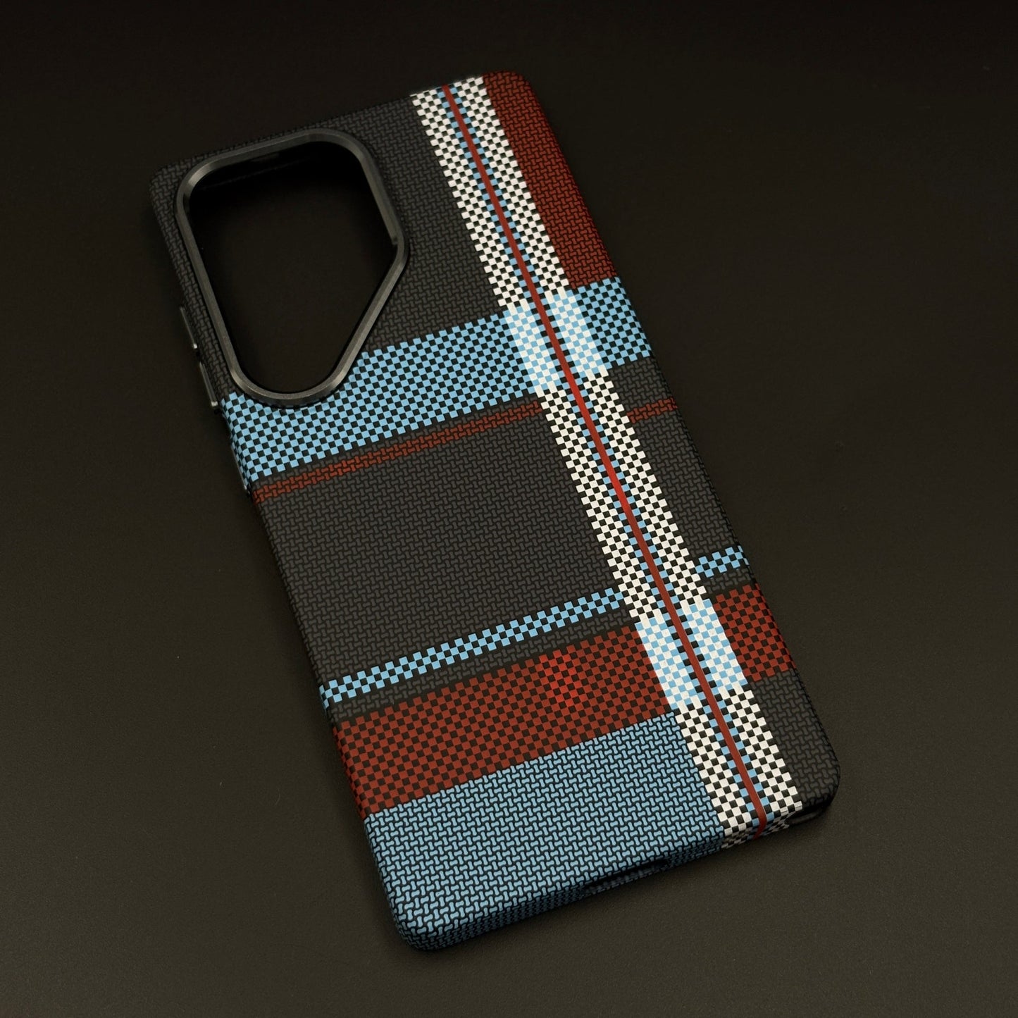 Aramid Texture Case Midnight Blue Plaid for Samsung Galaxy S25 Ultra Carbon Fibre Feel | Hidden MagSafe | Ultra Slim Fit