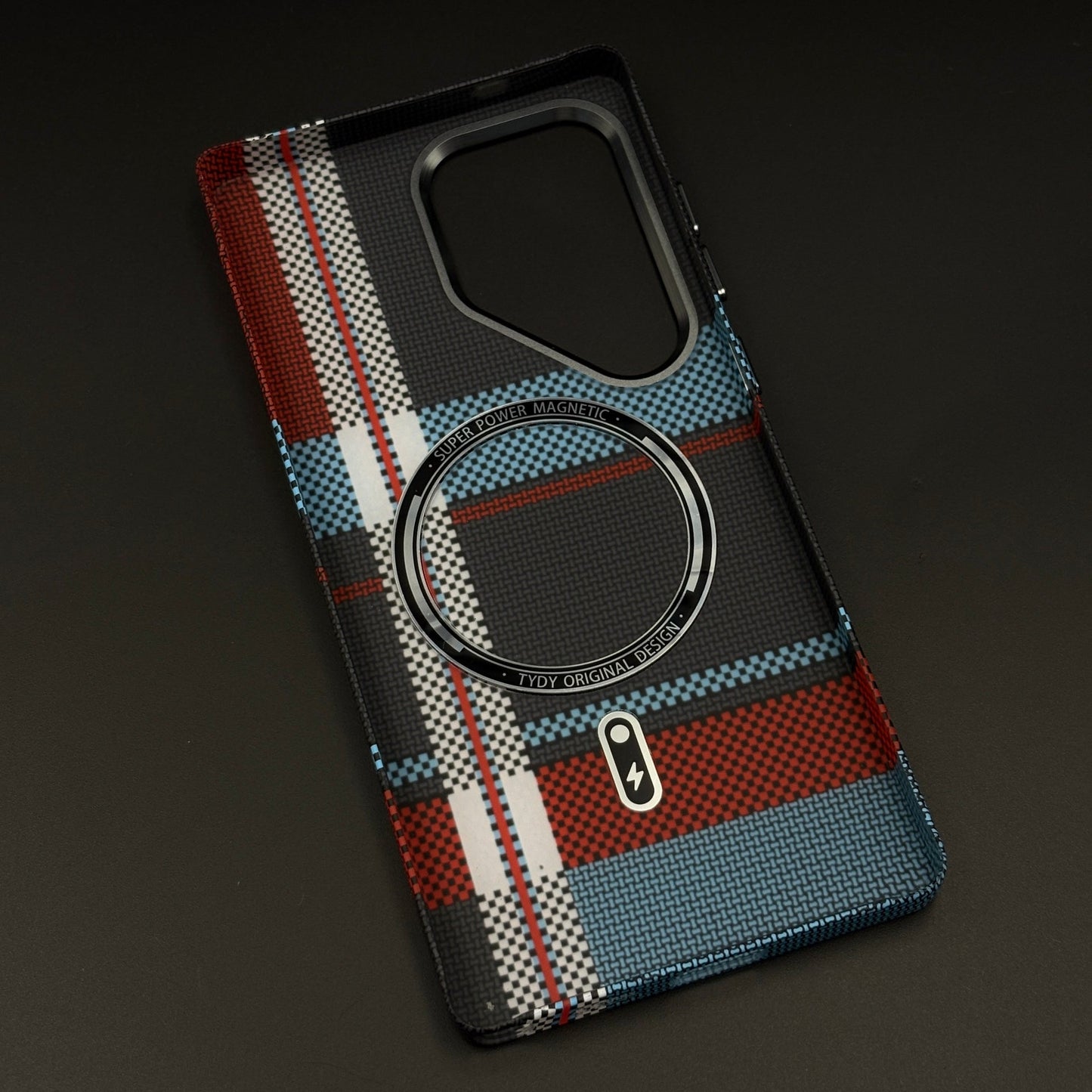 Aramid Texture Case Midnight Blue Plaid for Samsung Galaxy S24 Ultra Carbon Fibre Feel | Hidden MagSafe | Ultra Slim Fit