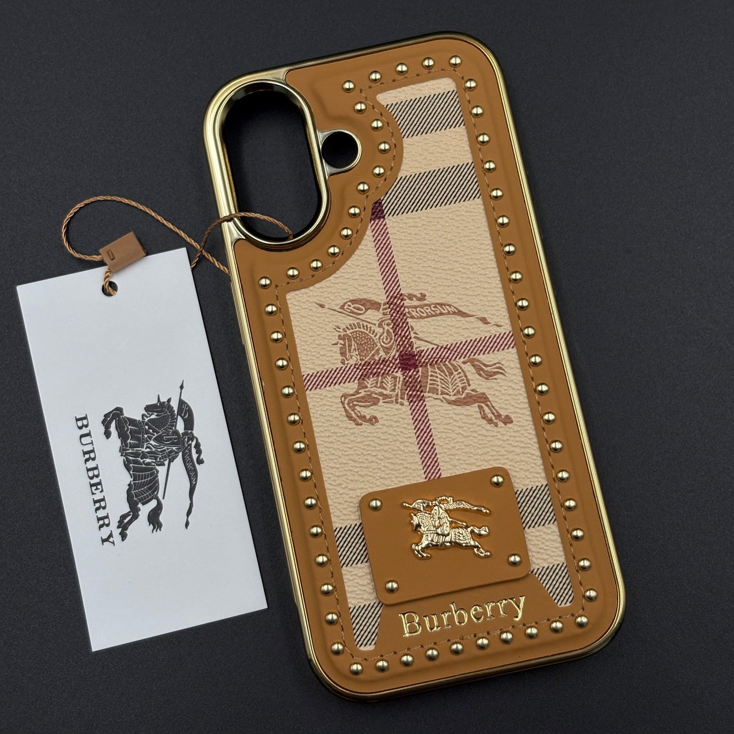 Gold Chrome Border BBRY Monogram Case for iPhone 17