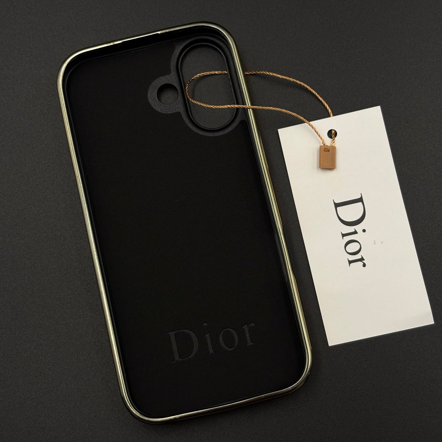 Gold Chrome Border CD Monogram Case for iPhone 17