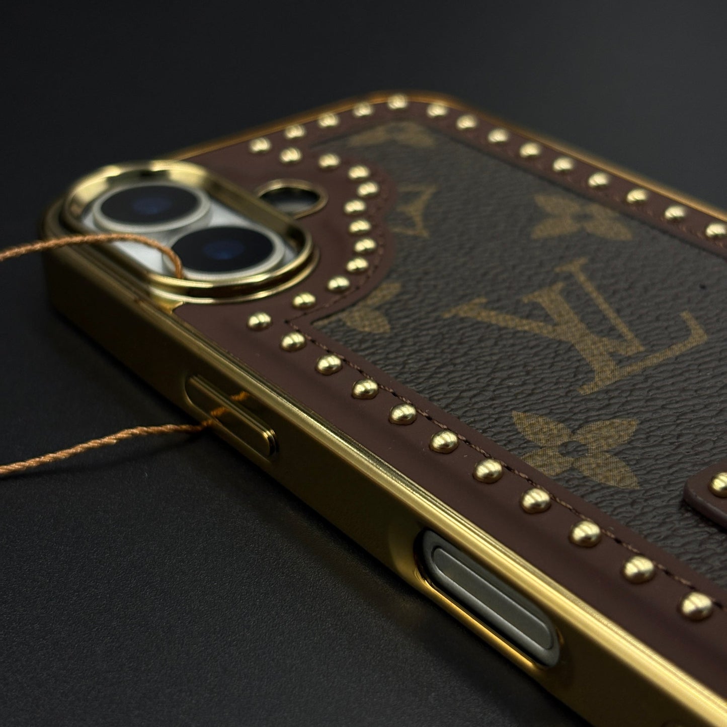 Gold Chrome Border Luxury Fashion Brand Monogram Case for iPhone 17