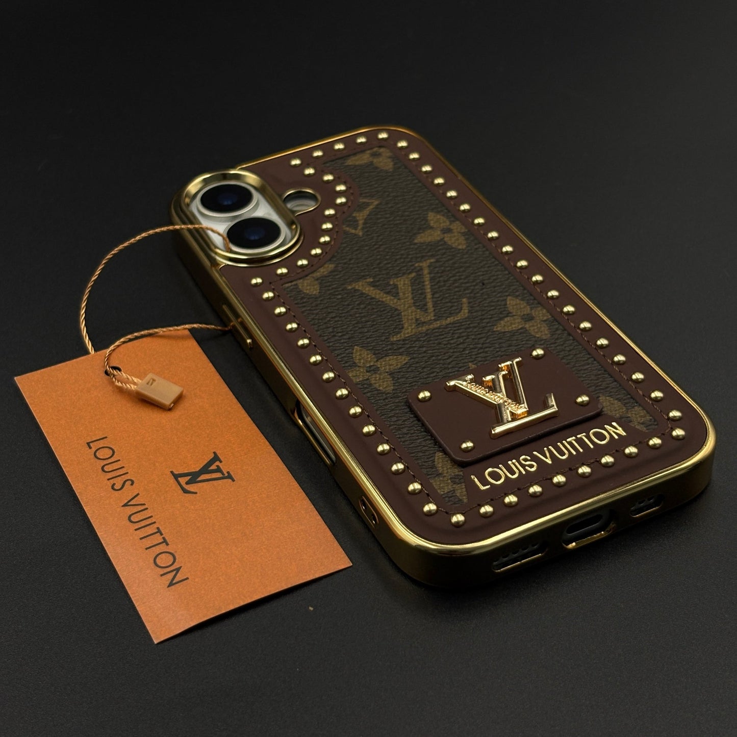 Gold Chrome Border Luxury Fashion Brand Monogram Case for iPhone 17
