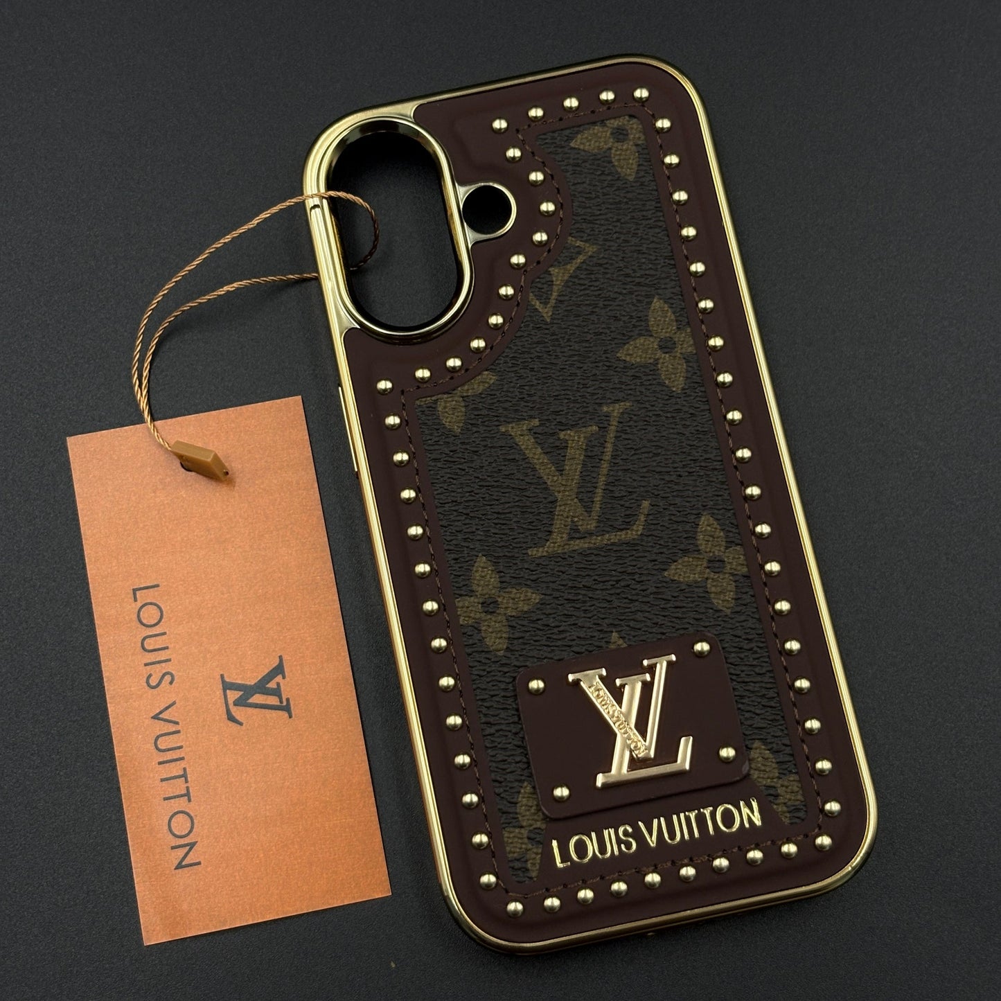 Gold Chrome Border Luxury Fashion Brand Monogram Case for iPhone 17