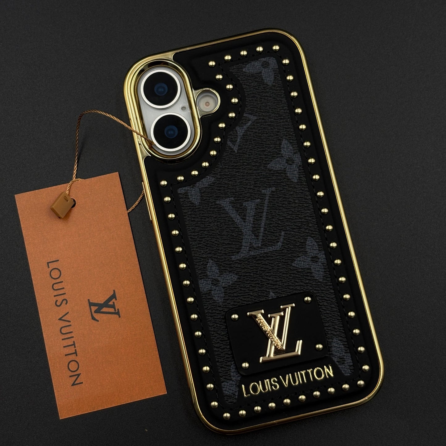 Gold Chrome Border Luxury Fashion Brand Monogram Case for iPhone 17