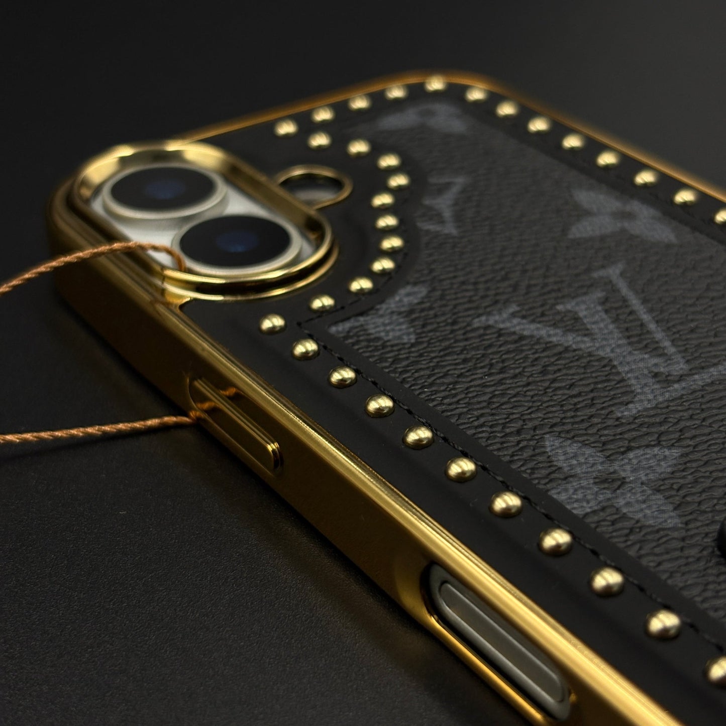 Gold Chrome Border Luxury Fashion Brand Monogram Case for iPhone 17